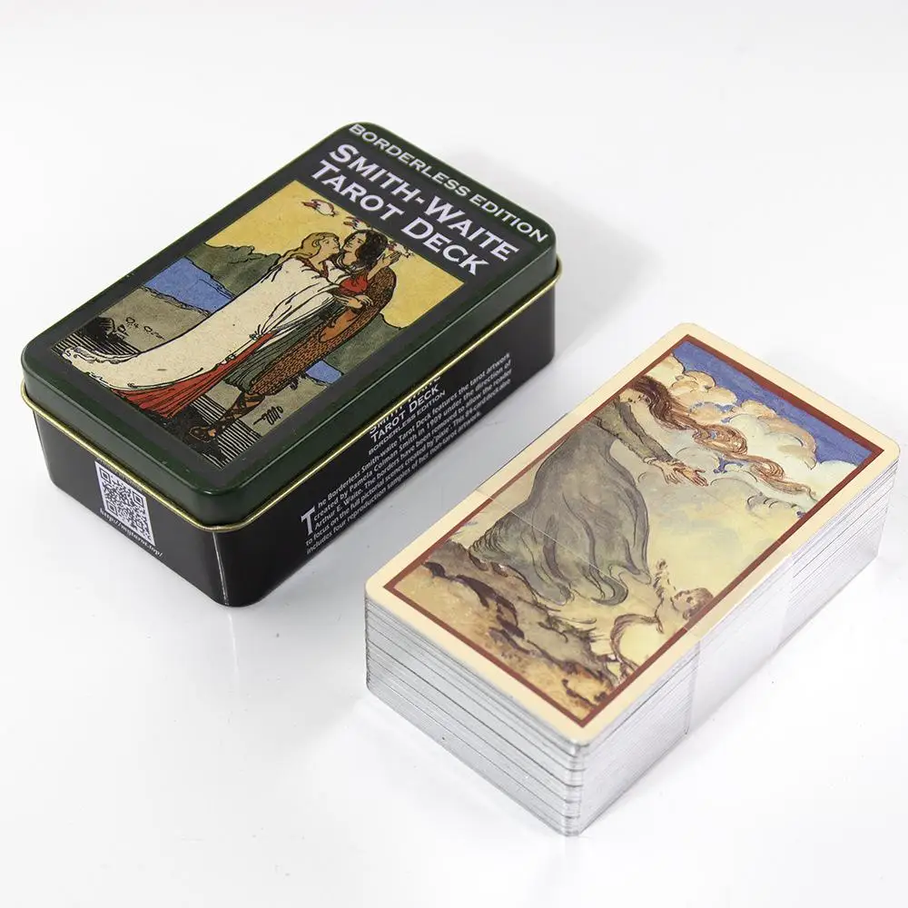 Колода Таро Смита Уэйта в жестяной коробке с позолоченным краем для игровой