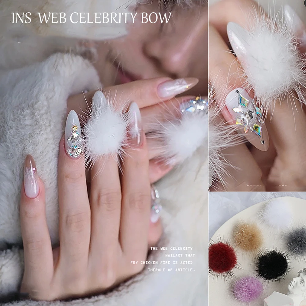 

5Pcs Detachable Magnet Ball Fluffy Nail Art Decoration 27*27mm 3D Puffy Pom Pons Nail Jewelry DIY Winter Pom-pom Manicure Ball*