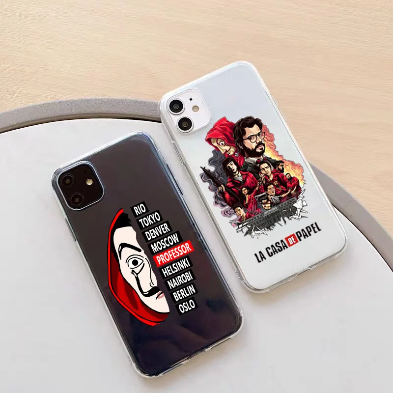 Прозрачный чехол с надписью La Casa De Papel для IPhone 7 8 Plus SE 2020 X 11 ТВ бумажный XS MAX XR |