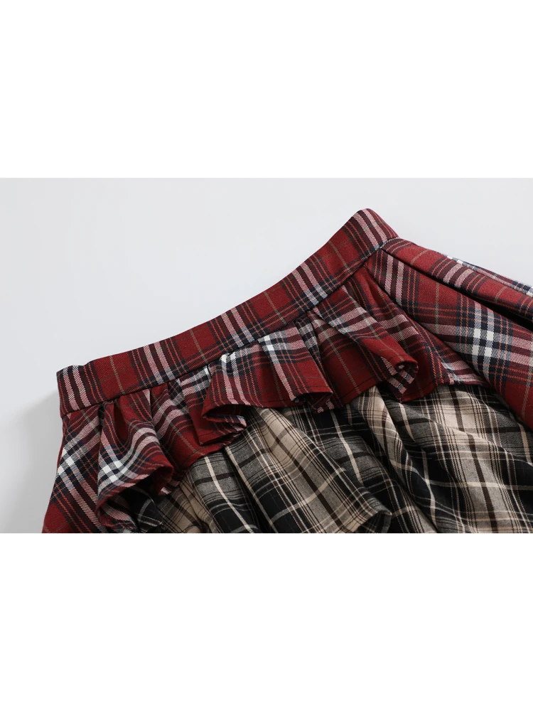 Летняя Женская Асимметричная клетчатая юбка Goblin Core в стиле пэчворк 1920-х