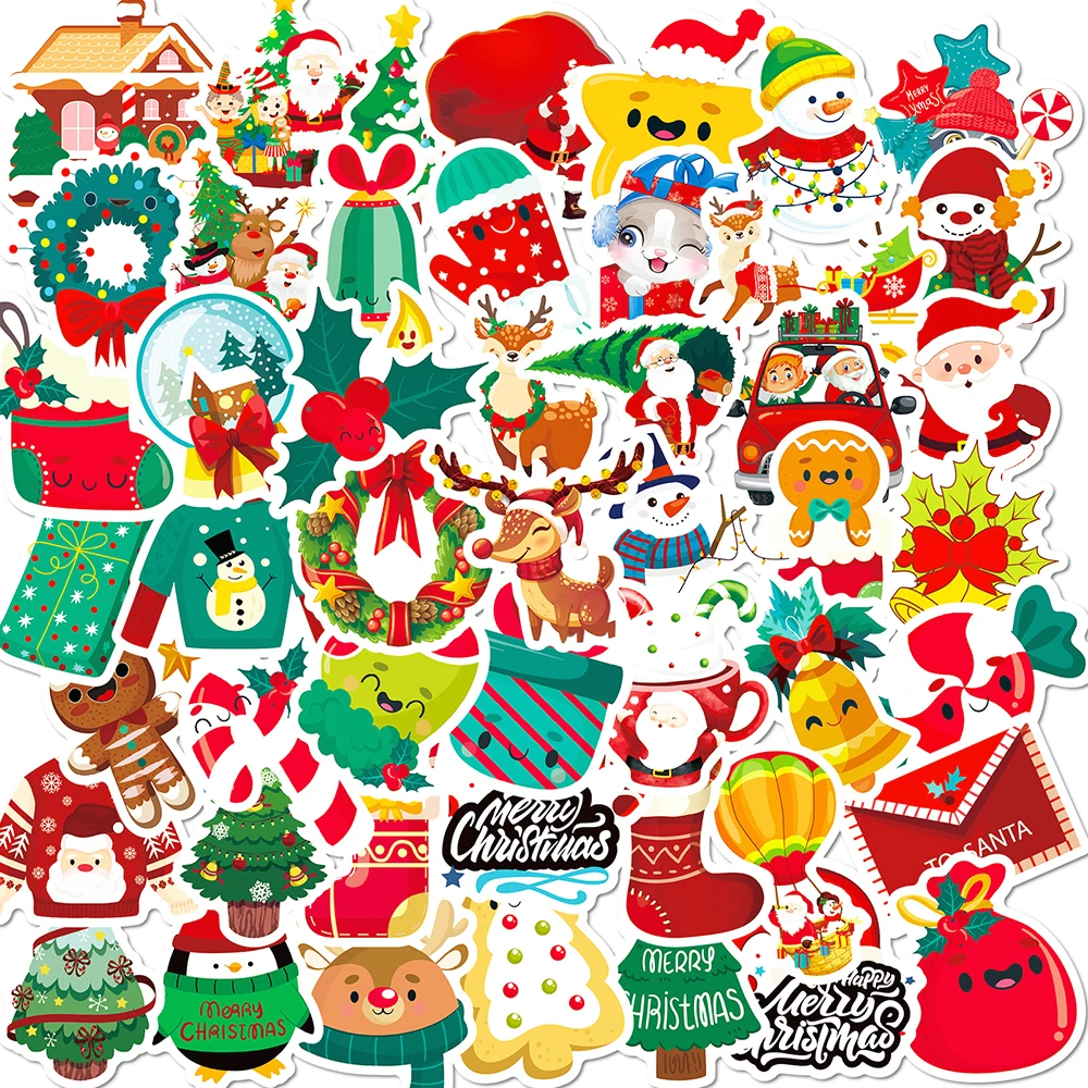 

10/50Pcs Cartoon Cute Christmas Varied Graffiti Stickers Notebook Laptop Wall Helmet Travel Luggage Scrapbooking DIY Comics Gift