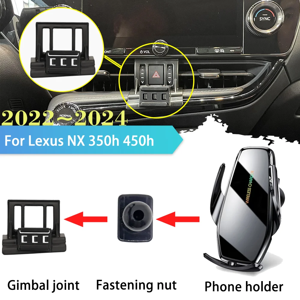 Soporte de teléfono para coche, accesorio adhesivo de carga inalámbrica, Clip GPS, 30W, para Lexus NX 350 350h 450h AZ20 2022 2023 2024