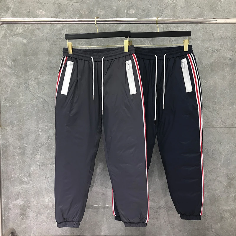 TB THOM Man Pant Fashion Brand Men's Winter sweatpants Classic RWB Side Seam Stripe Down-Filled Trousers For Men Casual TB Pants
