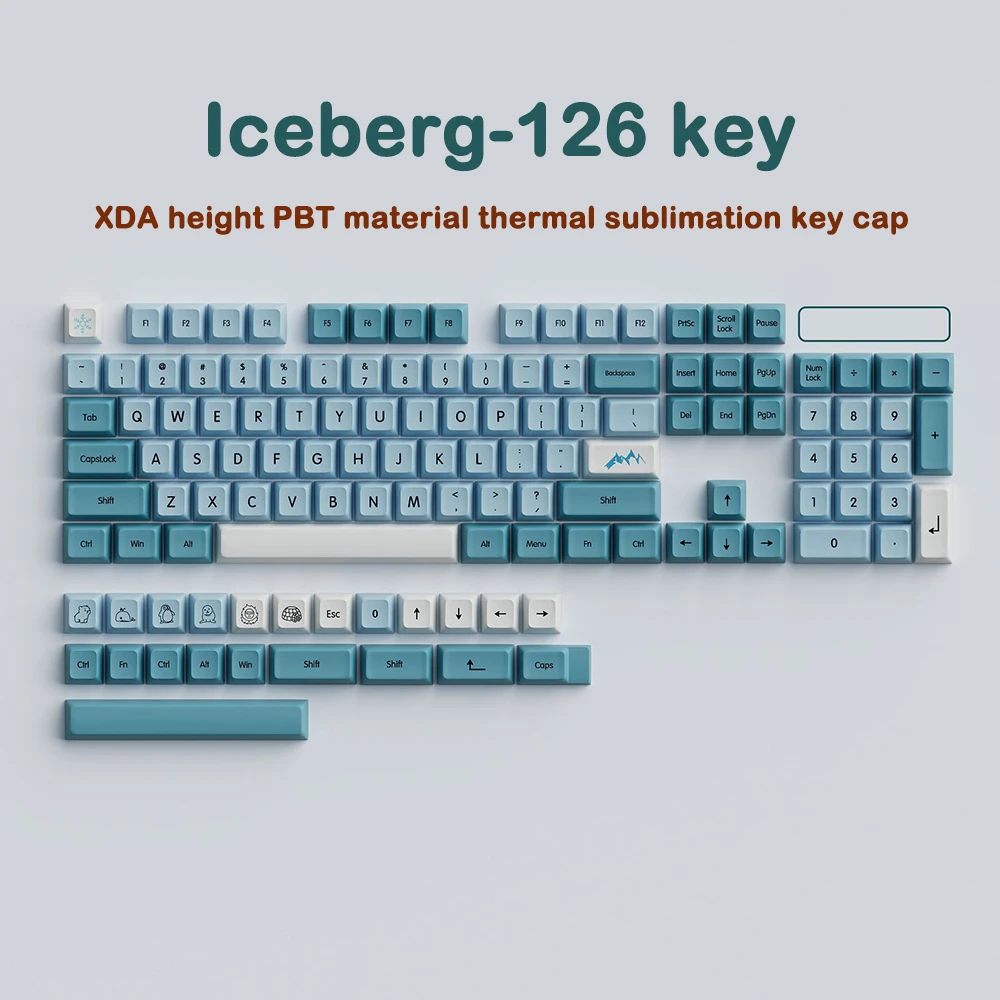 

126 Key XDA PBT Keycaps GMK Iceberg Theme Teclado Gamer Mechanical Keyboard Cap Dye subbed Anis 61 87 104 108 Key Set Mx Switch