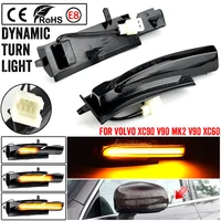 Pair Led Side Wing Rear View Door Mirrors Repeater Dynamic Turn Signal Light Indicator Blinker For 16-21 Volvo XC90 XC60 V90 S90