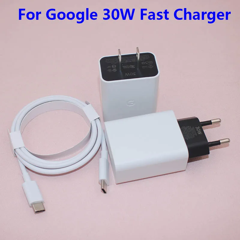 

For Google 30W PD Charger EU/US Plug Fast Charging Power Adapter 100CM USB C To Type C Cable For Pixel 7 7Pro 6 5 Pro 6A 4A 3 2