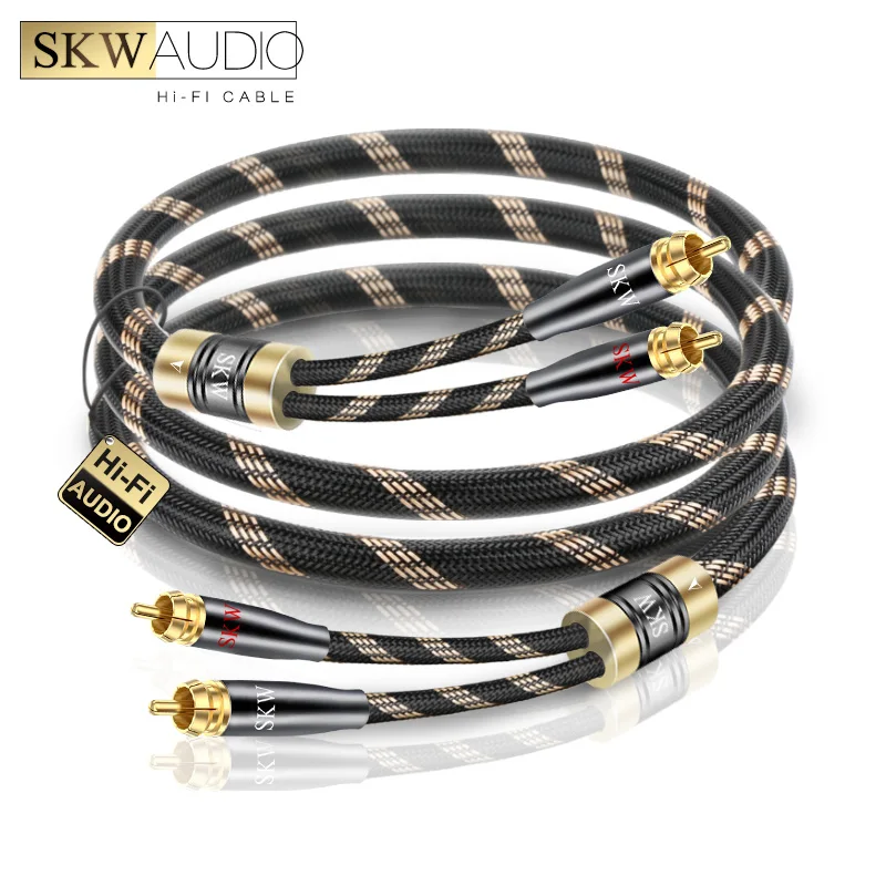 SKW Высококачественный кабель RCA 2 RCA на 2 RCA стерео аудио кабель сабвуфера шнур 24K позолоченный разъем