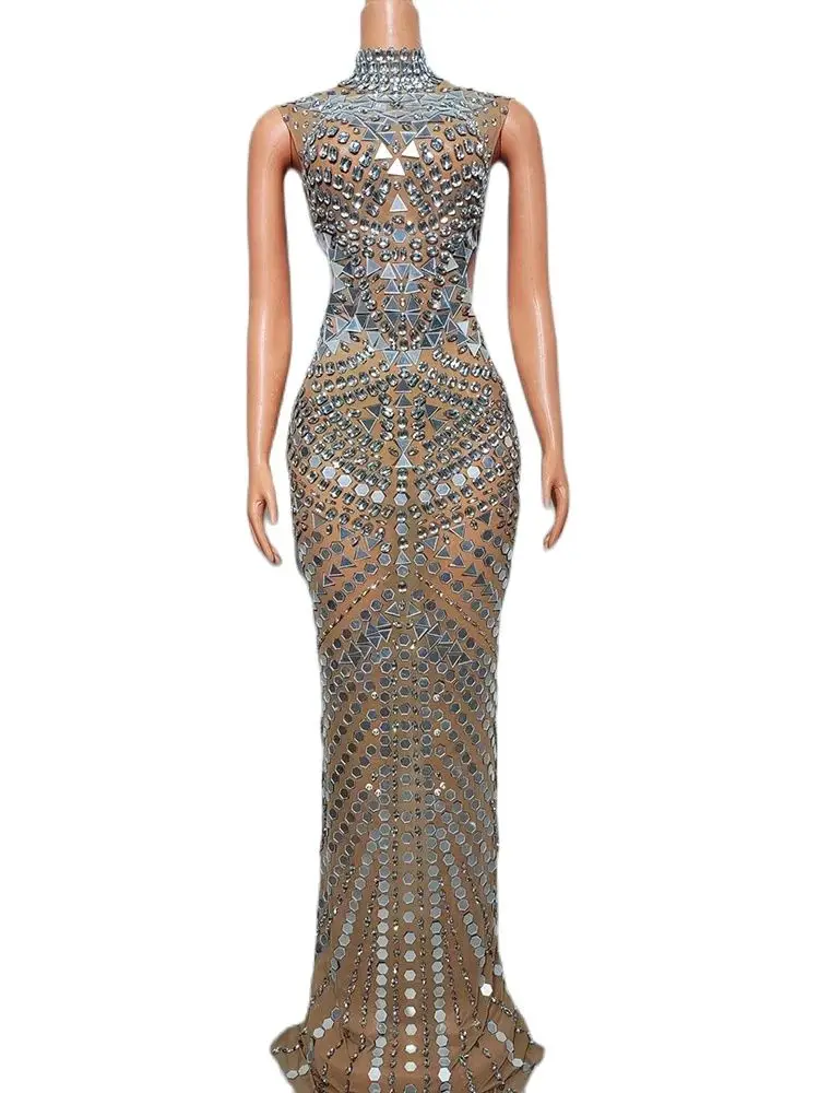 Женское эластичное облегающее платье с блестками 2024