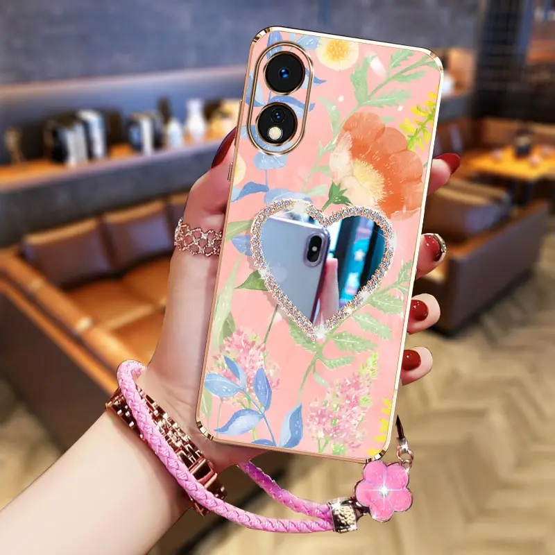 Фото Чехол для телефона A38 Magic Flower Bracelet Plating для Oppo A38 A32 A57E A57 A55 A54 A60 F25Pro F19Pro A58 A94 A54S A83 A77 A53 Cover №4