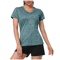 fitness sports t shirt summer clothes for women solid color v neck short sleeve shirts top ladies blusas mujer de moda 2022