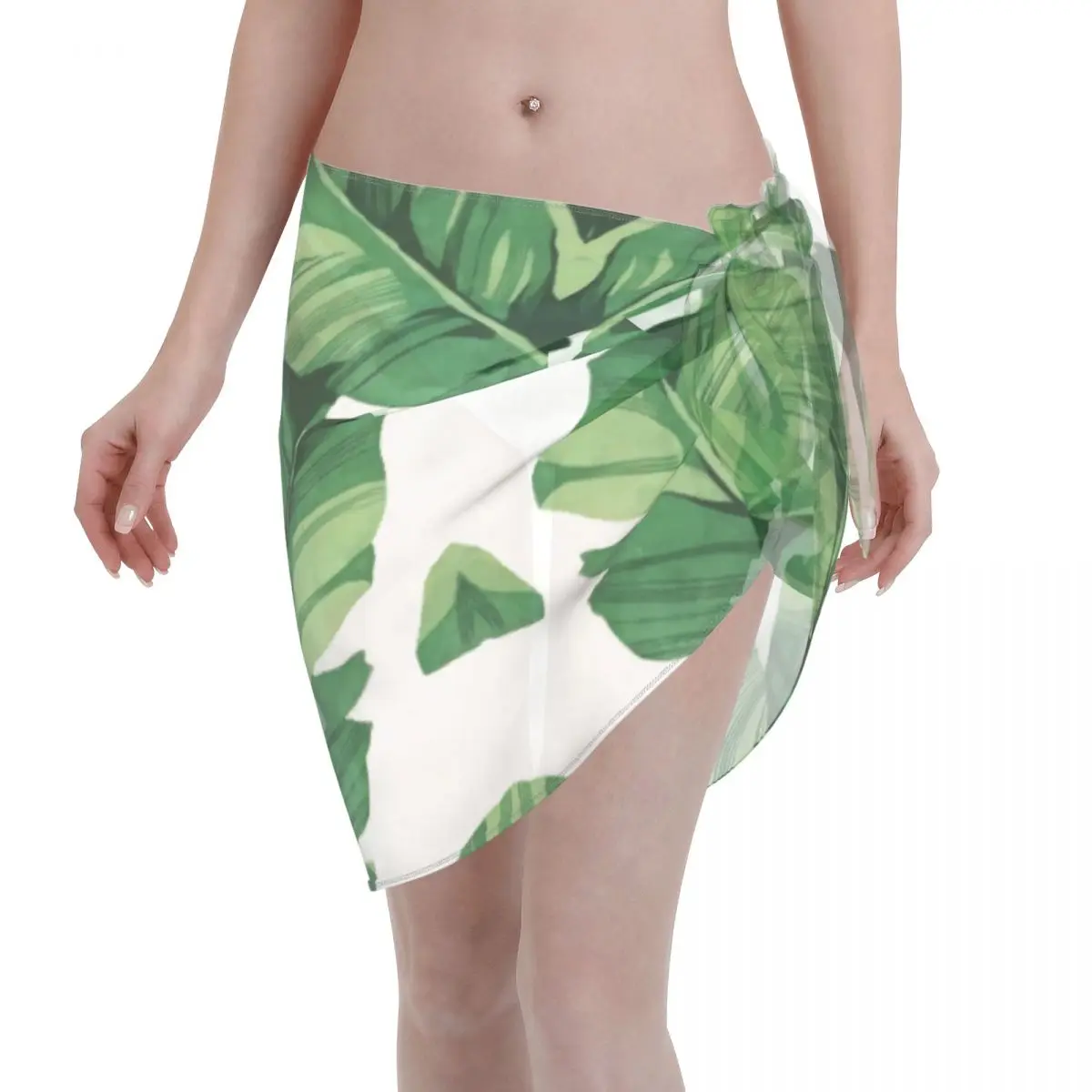 

Tropical Banana Leaves Kaftan Sarong Beach Wear Women Rainforest Palm Jungle Green Ladies Skirt Bikinis Cover-Ups Skirts