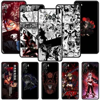 movil phone case for xiaomi redmi note 9s 9 4g 11 10 pro 8 black waterproof cover k40 9c nfc 8t 7 9a 9t 7a black clover anime