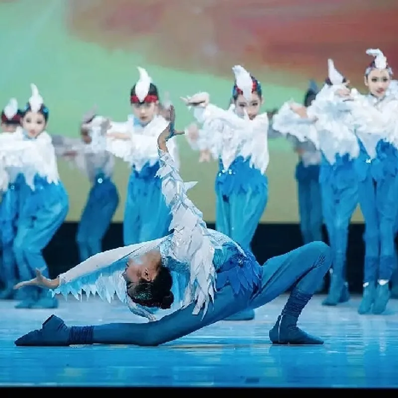 Детский костюм синей птицы для девочек одежда выступлений фестивалей и танцев с