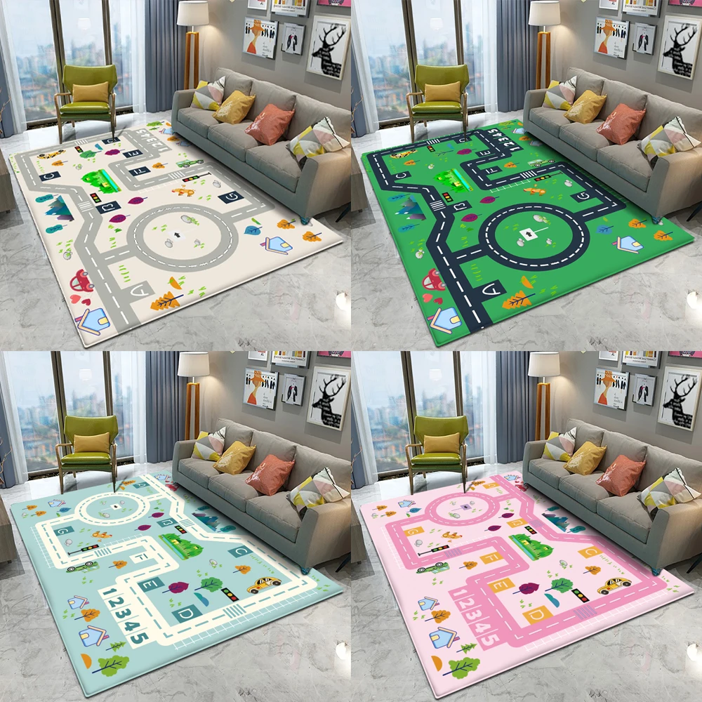 

Urban Forest Life Game Pattern Printed Mat Children's Living Room Kitchen Decoration Carpet Home Accessories Felt Carpet