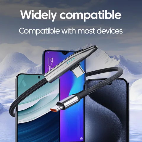 elough 100 Вт 90 °   Угловой кабель USB C для быстрой зарядки, 240 Вт, кабель типа C к кабелю типа C для iPhone 15 16, кабель для передачи данных Samsung