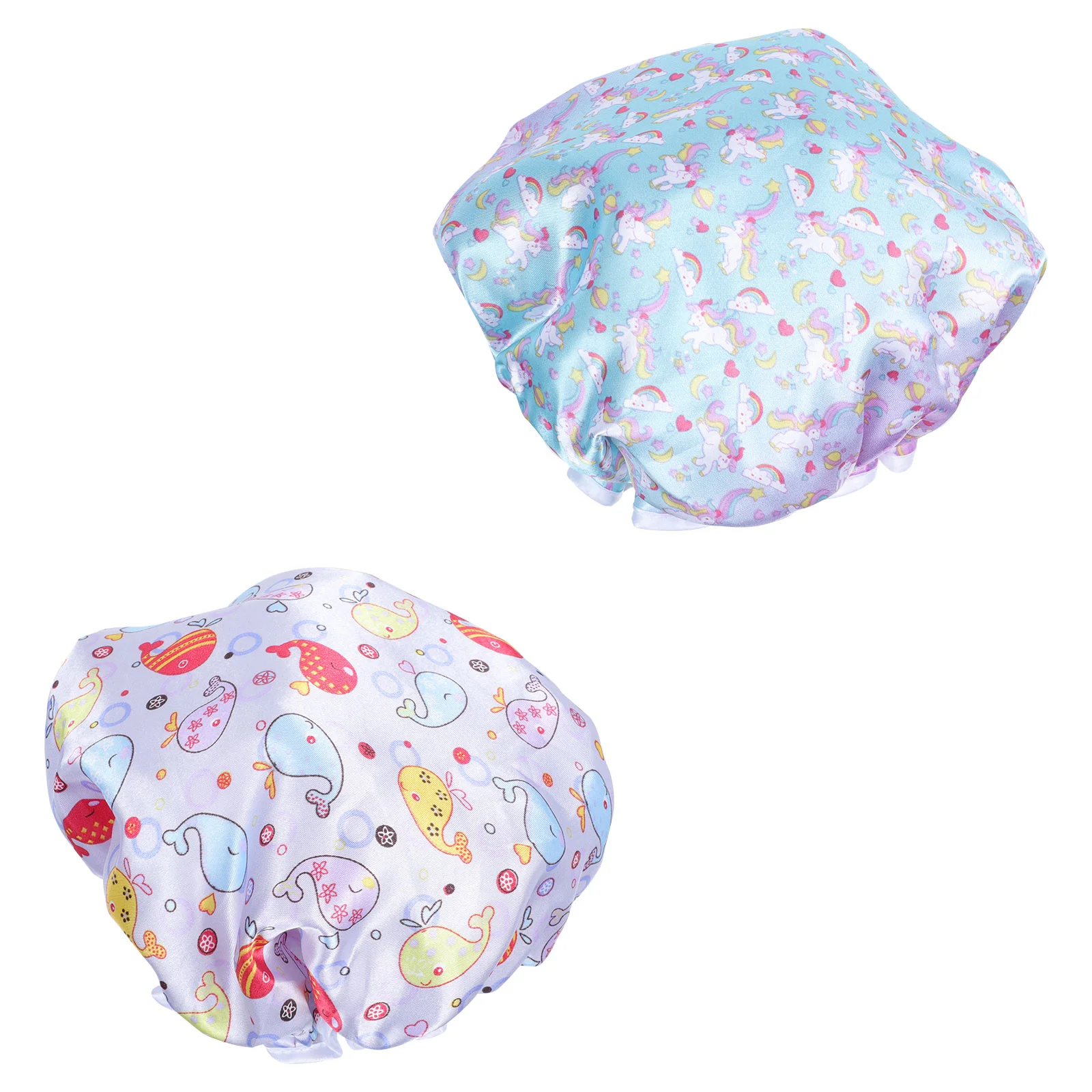

2 Pcs Shower Cap Children's Miss Adjustable Silk Bonnet Sleeping Baby Bath Satin Hair Care Caps