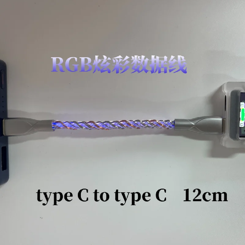 Фото Кабель для передачи данных HMLAB RGB Glow Braided с градиентной подсветкой, Type-C на Type-C и USB-A на Type-C, идеально подходит для игровых клавиатур, в качестве подарка. №4