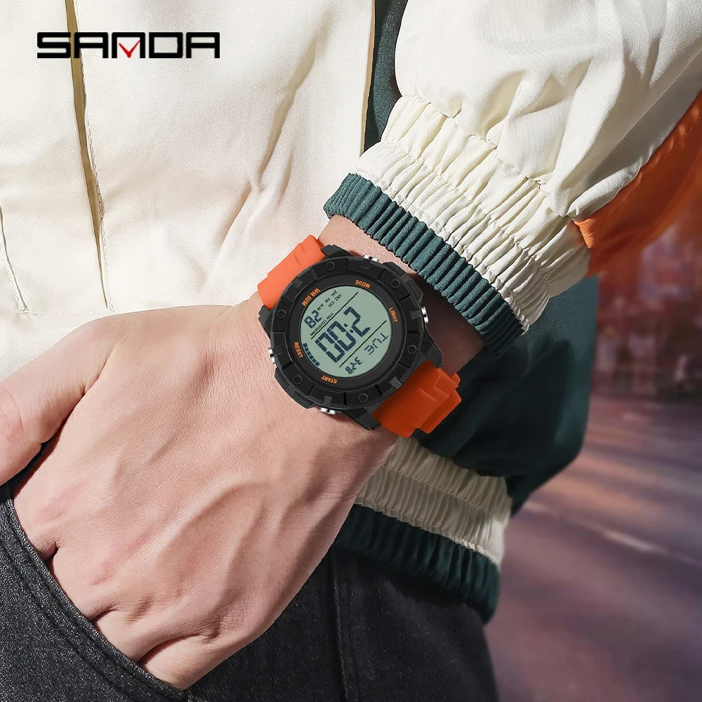 SANDA Fashion Trend Мужские многофункциональные спортивные уличные светодиодные часы с