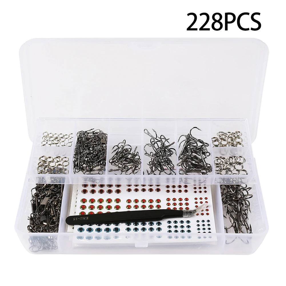 

Fishing Tool Fishing Hook High Carbon Steel Lifelike With Fishing Lure 228sets 3D Bait Eye Stickers Black Brand New
