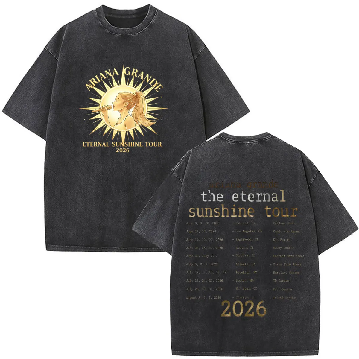 Фото Футболка Ariana Grande The Eternal Sunshine Tour 2026 с винтажным принтом, унисекс, модная, хлопковая, повседневная, в стиле стритвир. №5