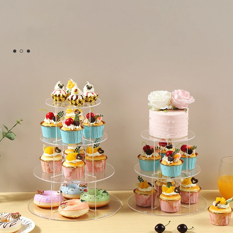 

3-7 Tier Round Acrylic Cupcake Display Stand,Cupcake Holder,Cake Tower Stand Dessert Pastry Tray for Wedding,Birthday Party