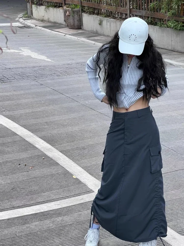 Hikigawa шикарный модный женский свитер в уличном стиле винтажный серый