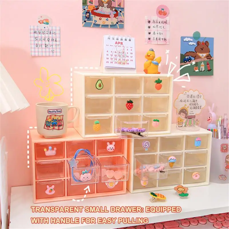 

Ins Desktop Cosmetic Storage Box Girl Jiugongge Drawer Storage Box Student Stationery Jewelry Organizer Box Hand Account Storage