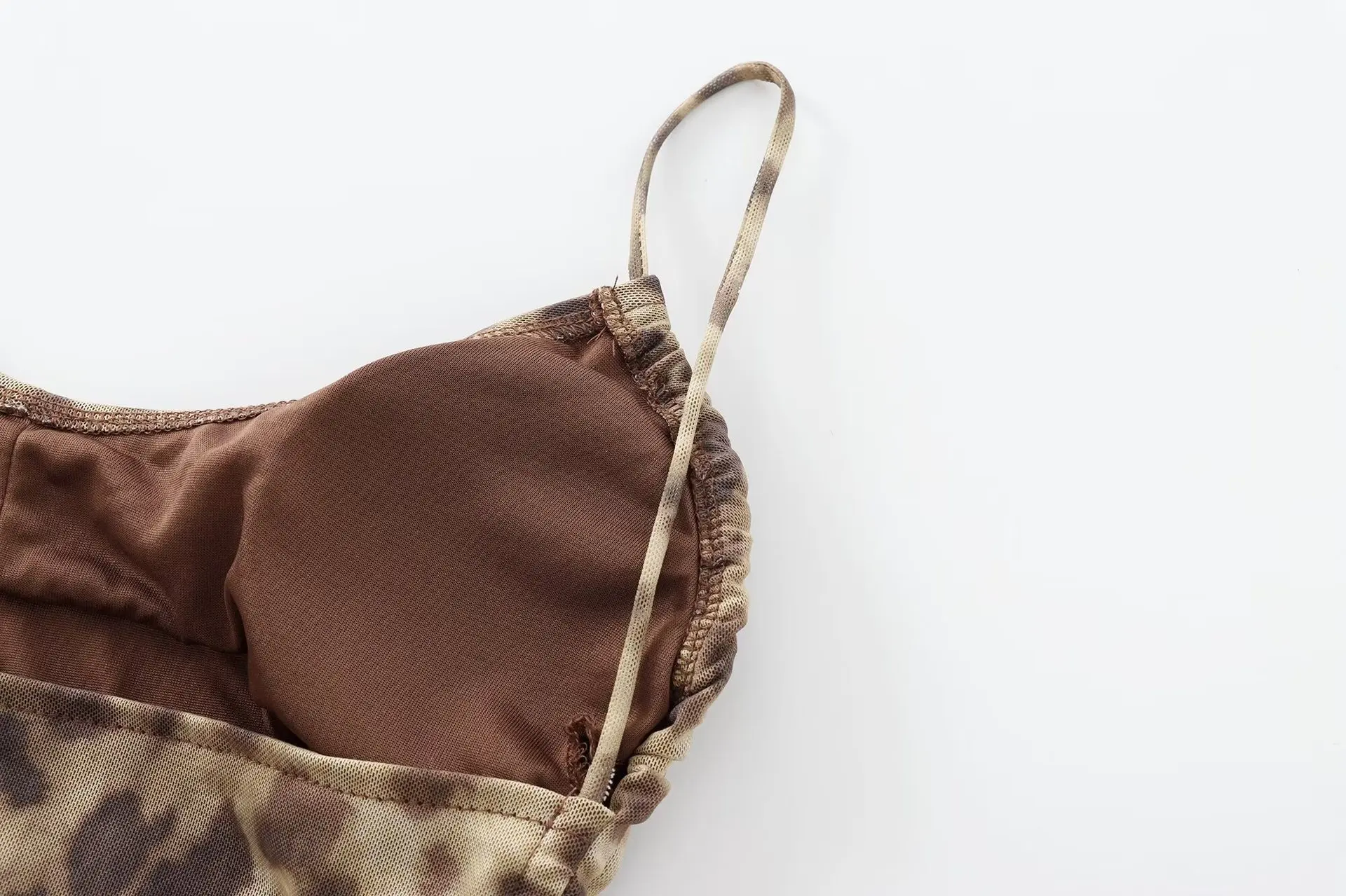 Женский леопардовый сетчатый комбинезон с подкладкой