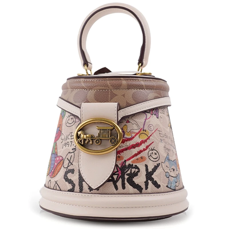 

Graffiti Bucket Bag Bear Pattern Tote Bag Shoulder Bag Crossbody Bag