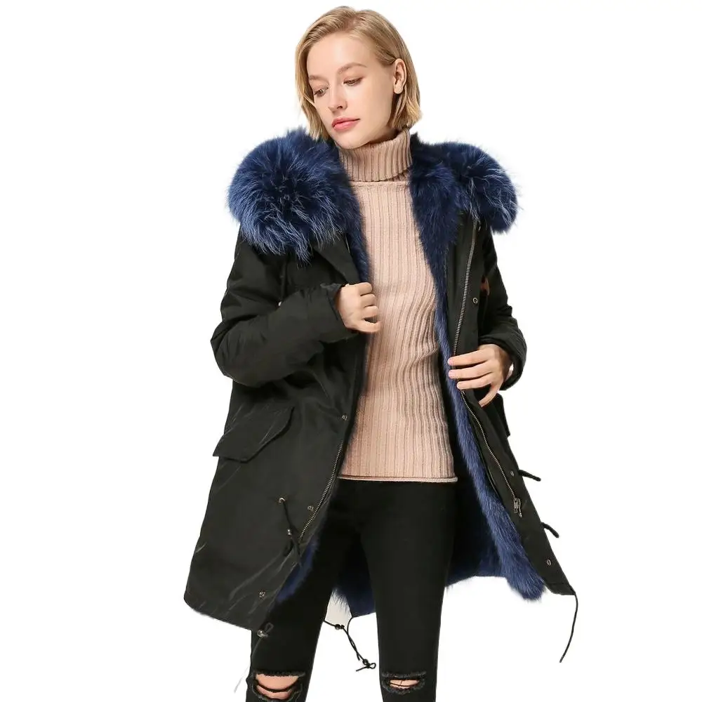 

Ladies High Quality Fox Fur Lined Wterproof Parka Fashion Temperament All-match Outerwears Warm Leisure For Women Streetwear