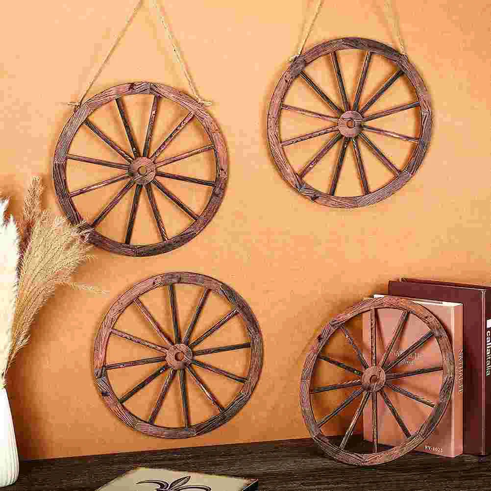 

Wooden Wheel Decoration Decorative Vintage Wall Home Ornament Bedroom Craft