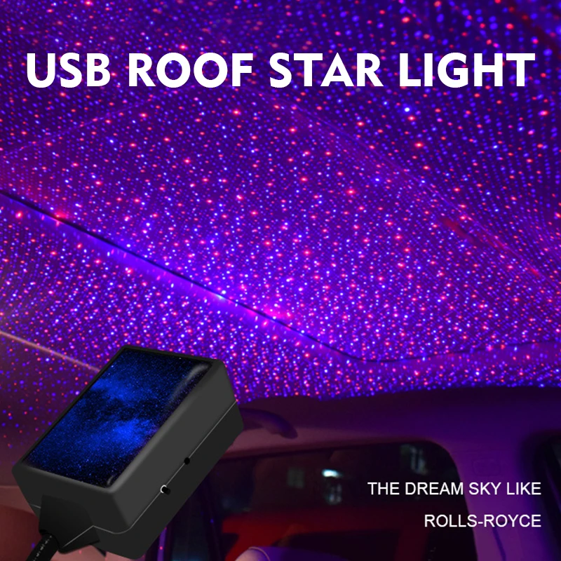 

Atmosphere light car LED roof starry night light projector Galaxy decorative light USB interior decorative light adjustable