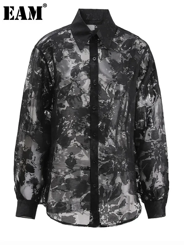 EAM женская черно-белая тонкая перспективная блузка большого размера новая