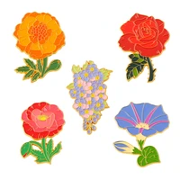new design sweety flower enamel pins morning glory floral brooches badge