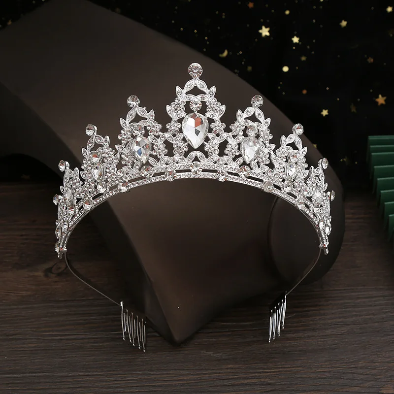 AINAMEISI New Exquisite Fashion Bridal Crown Wedding Alloy Rhinestone Crown Queen Birthday Anti-Slip Comb Headband Jewelry