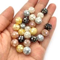 exquisite natural sea shell cut faceted round mosaic beads 8 14mm charm making diy necklace earrings fashion jewelry accessories