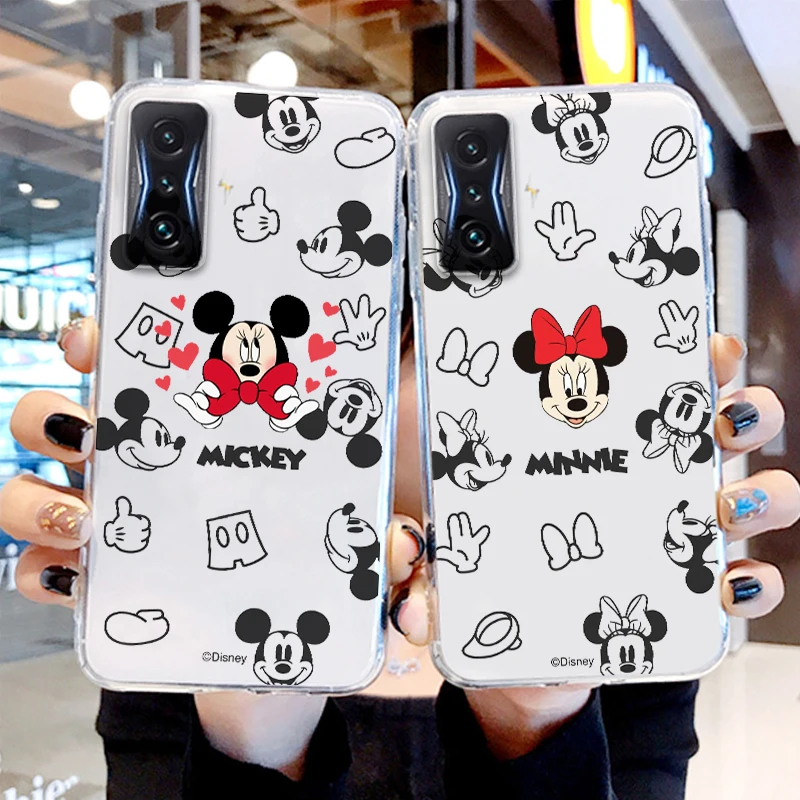 

Mickey Mouse Minnie Logo Transparent Phone Case For Xiaomi Redmi K60 K50 K40 Gaming K30 K20 A1 Pro 5G 12C 11 10X 9T 9
