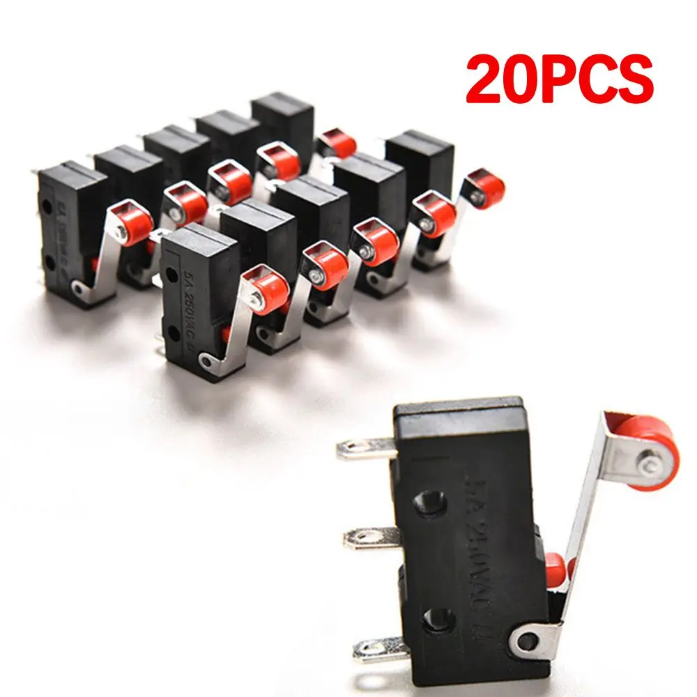 

20PCS Professional SPDT Snap Action PCB Terminals Micro Limit Switch Lever Arm KW11-N KW12 Roller