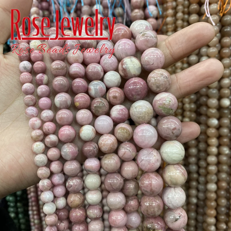 Top Quality Natural Red Rhodochrosite Gemstones Beads For Jewelry Making Round Stone Beads DIY Bracelet Handmade 6 8 10 12mm15''