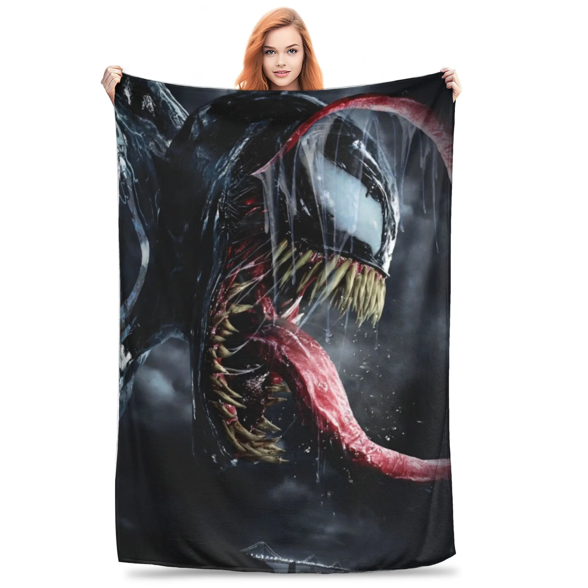 Шерстяное одеяло Venom Grin Comic Staring Eyes крутое креативное с супергероем для дома 150*125