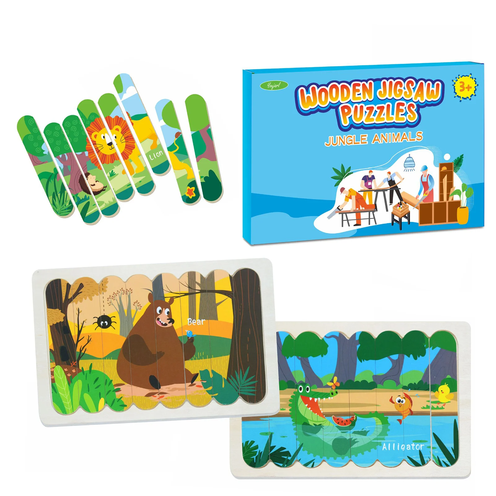 

Preschool Puzzle Animals Wooden Jigsaw Puzzles For Toddlers Educational Puzzles WIth 40 Pieces Sticks And 10 Patterns Preschool