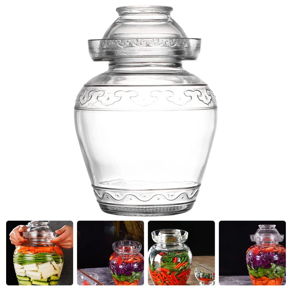 

Jar Pickle Fermenting Kimchi Fermentation Jars Pickling Crock Container Sauerkraut Chinese Storage Vegetable Glass