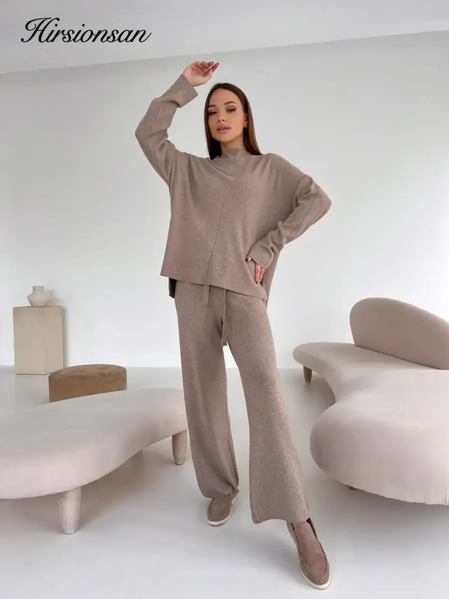 Hirsionsan Свободные мягкие элегантные женские костюмы из 2 предметов Женские