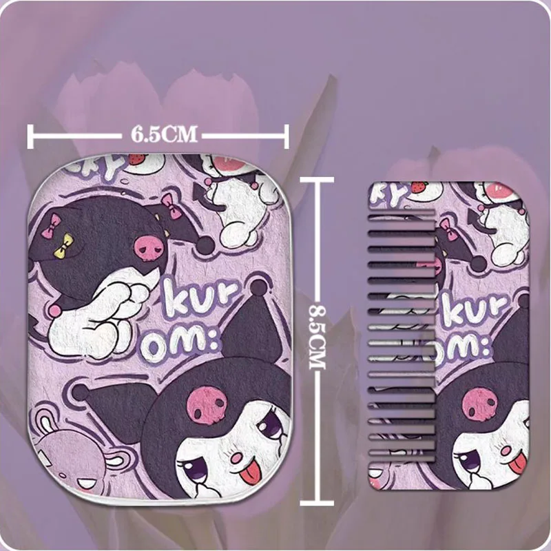 Sanrio Kuromi расческа милое мультяшное портативное однотонное зеркало аниме кавайное