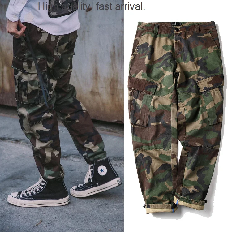 Multi-Pocket Fashion Brand Camouflage Cargo Pants Loose-Fit Tappered Trousers Skinny Pants Casual Pants Long mens fashion