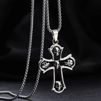 retro domineering cross skull mens pendant necklace hip hop gothic rock party jewelry festival party jewelry gift wholesale