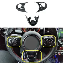 3PCS Car Steering Wheel Cover Carbon Fiber Sticker For BMW MINI Cooper F54 F55 F56 F57 F60 Styling Interior Decoration