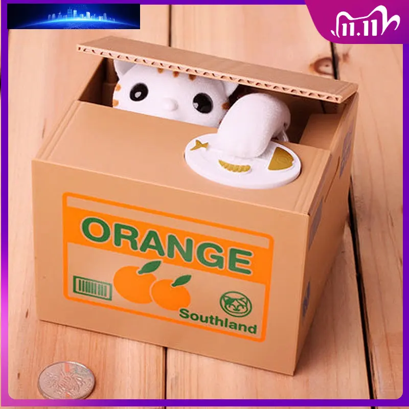 

Коробка для монет, Детская копилка, автоматизированная Копилка-кошка, копилка для денег, подарок для детей, копилка для монет, копилка для де...