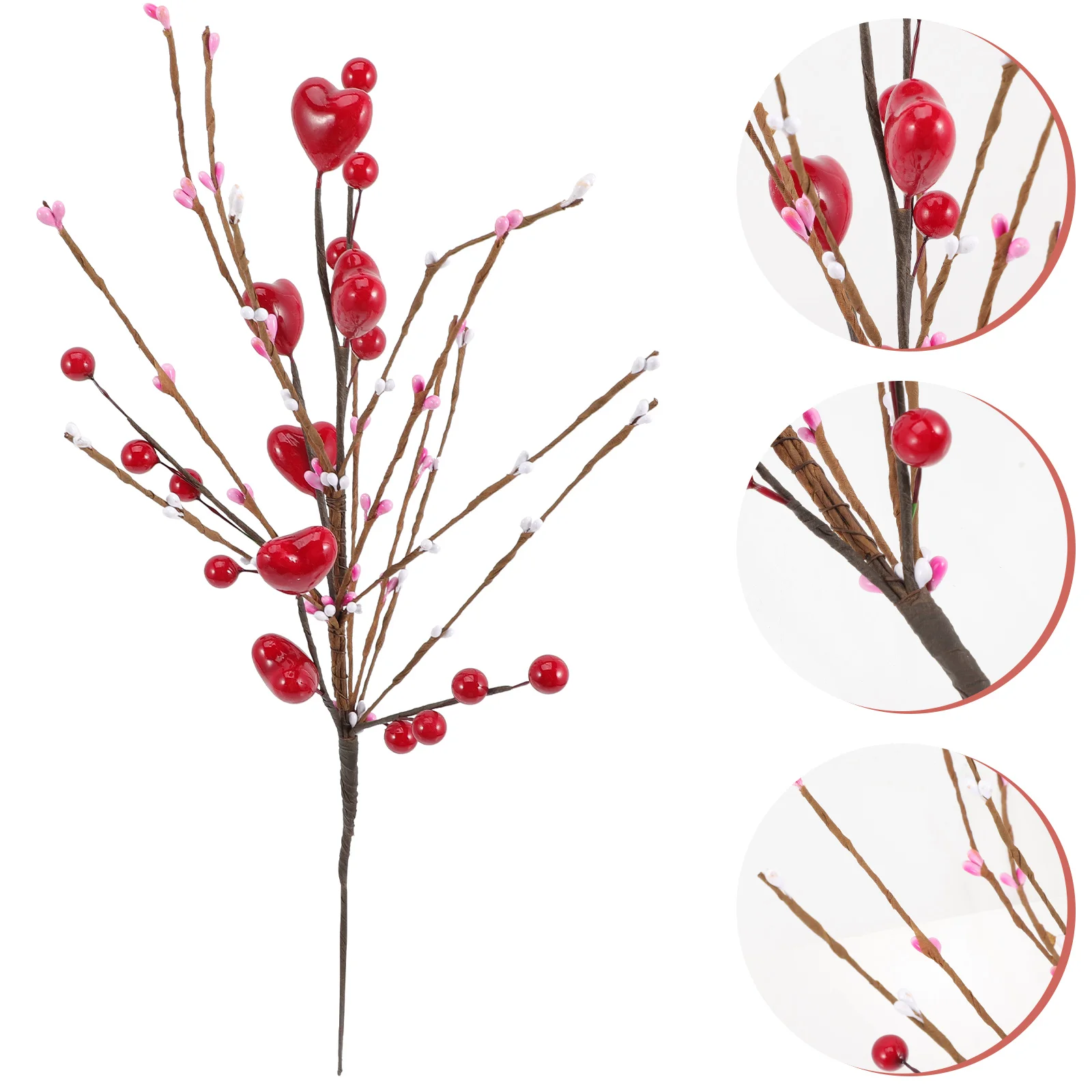 

Flower Berry Branch Artificial Picks Valentine Stems Heart Red Decoration Day Bouquet Valentines Branches Berries Wedding Faux