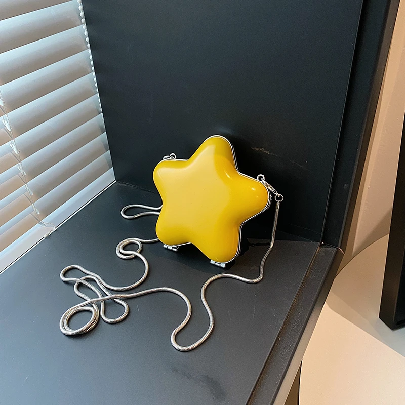 Однотонные сумки через плечо из искусственной кожи в форме звезды компактные